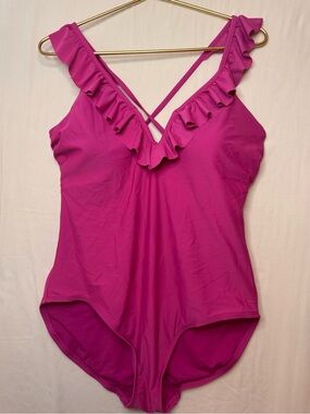 No Boundaries Fuchsia Ruffle One-Piece Swimsuit